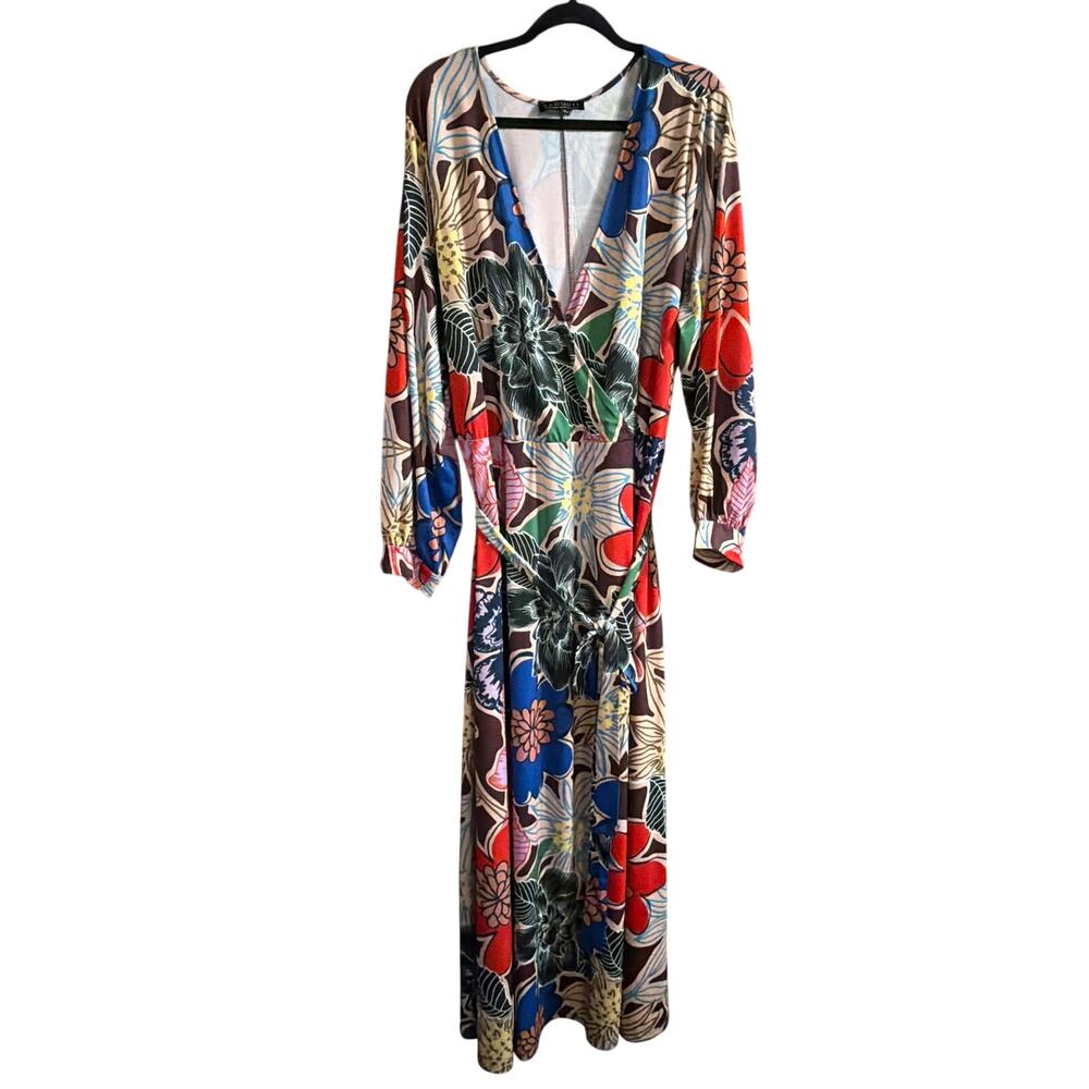 ELOQUII Women's Plus Size Floral Wrap Maxi Dress V-Neck Long Sleeve Size 26 - Picture 2 of 10
